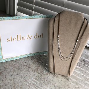 Stella & Dot Silver + Suede Lariat Necklace